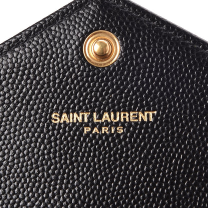 Saint Laurent Grain De Poudre Matelasse Chevron Monogram Flap Wallet Black 6 of 9