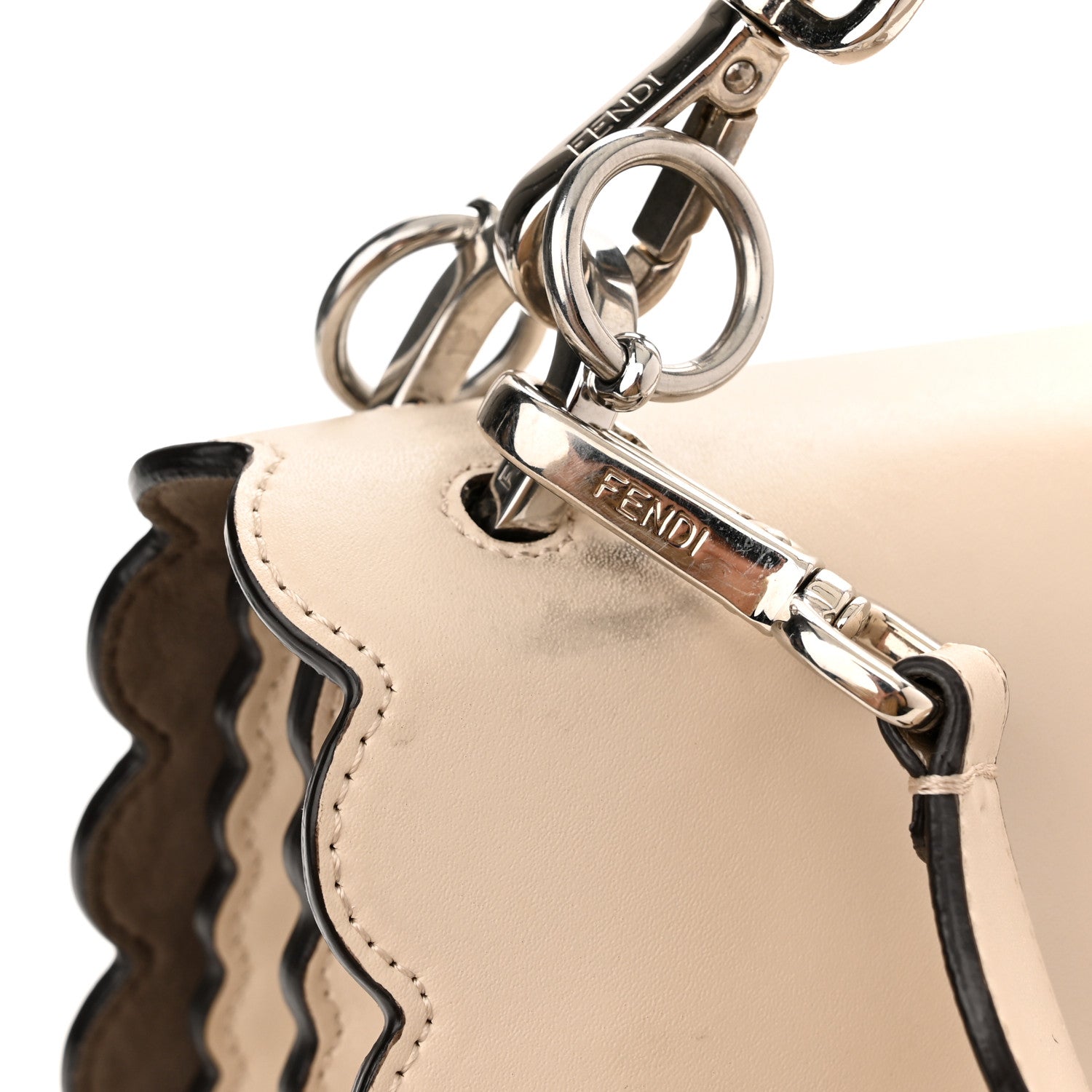 Fendi Vitello Liberty Lucido Flowers and Bows Scalloped Studded Kan I Shoulder Bag Camelia Black Cherry 11 of 16