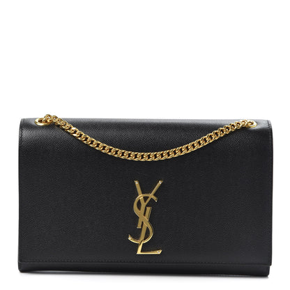 Saint Laurent Grain De Poudre Medium Classic Monogram Kate Satchel Black 1 of 9