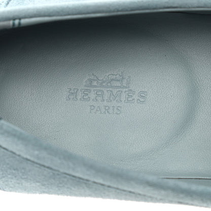 Hermes Suede Goatskin Womens Destin Loafer 39 Vert d'eau 7 of 11