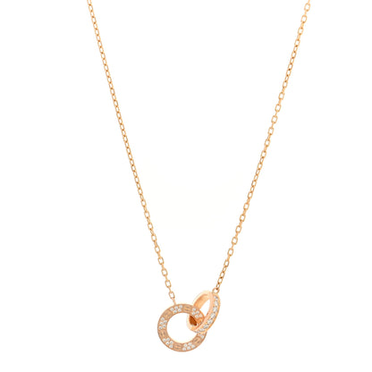 Cartier 18K Pink Gold Diamond Interlocking LOVE Paved Necklace 1 of 4
