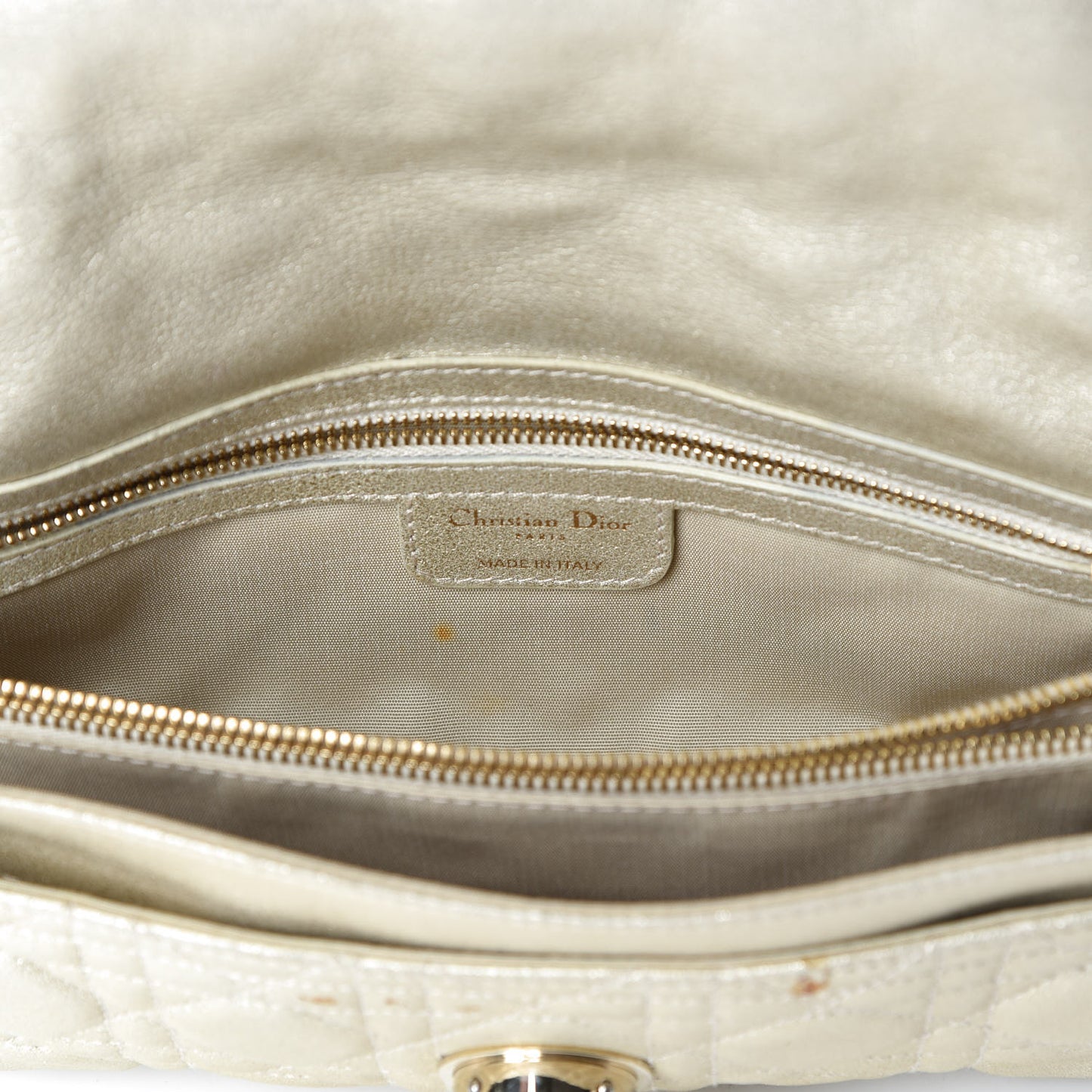 Metallic Lambskin Cannage Small Rendezvous Flap Gold
