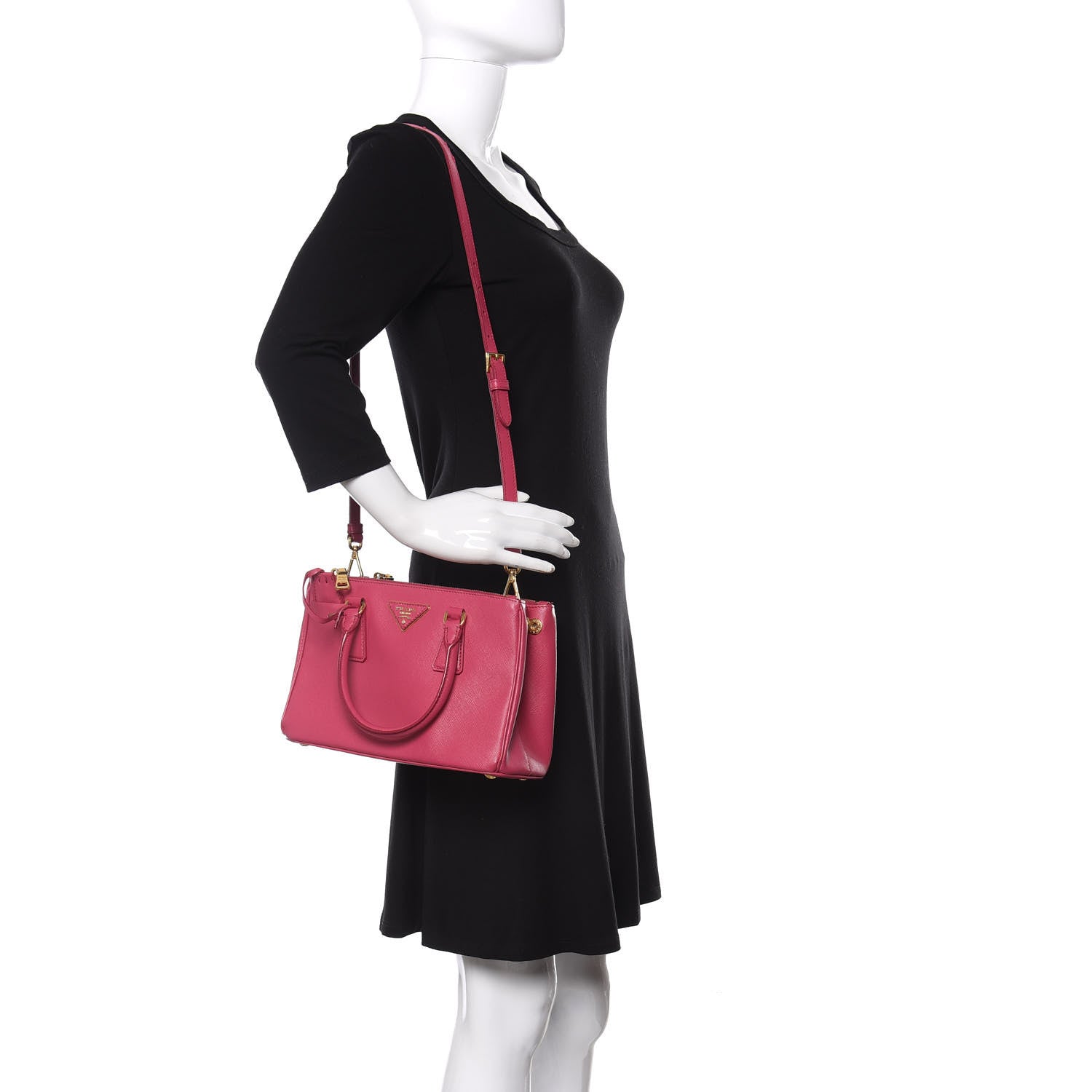 Prada Saffiano Lux Small Galleria Double Zip Tote Fuxia 2 of 26