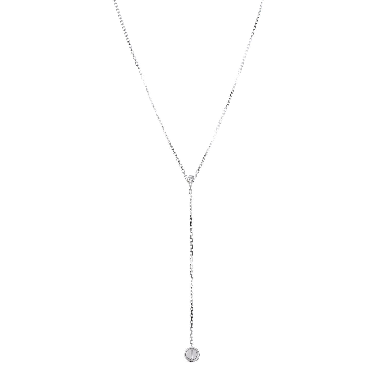 Cartier 18K White Gold Diamond LOVE Drop Necklace 1 of 6