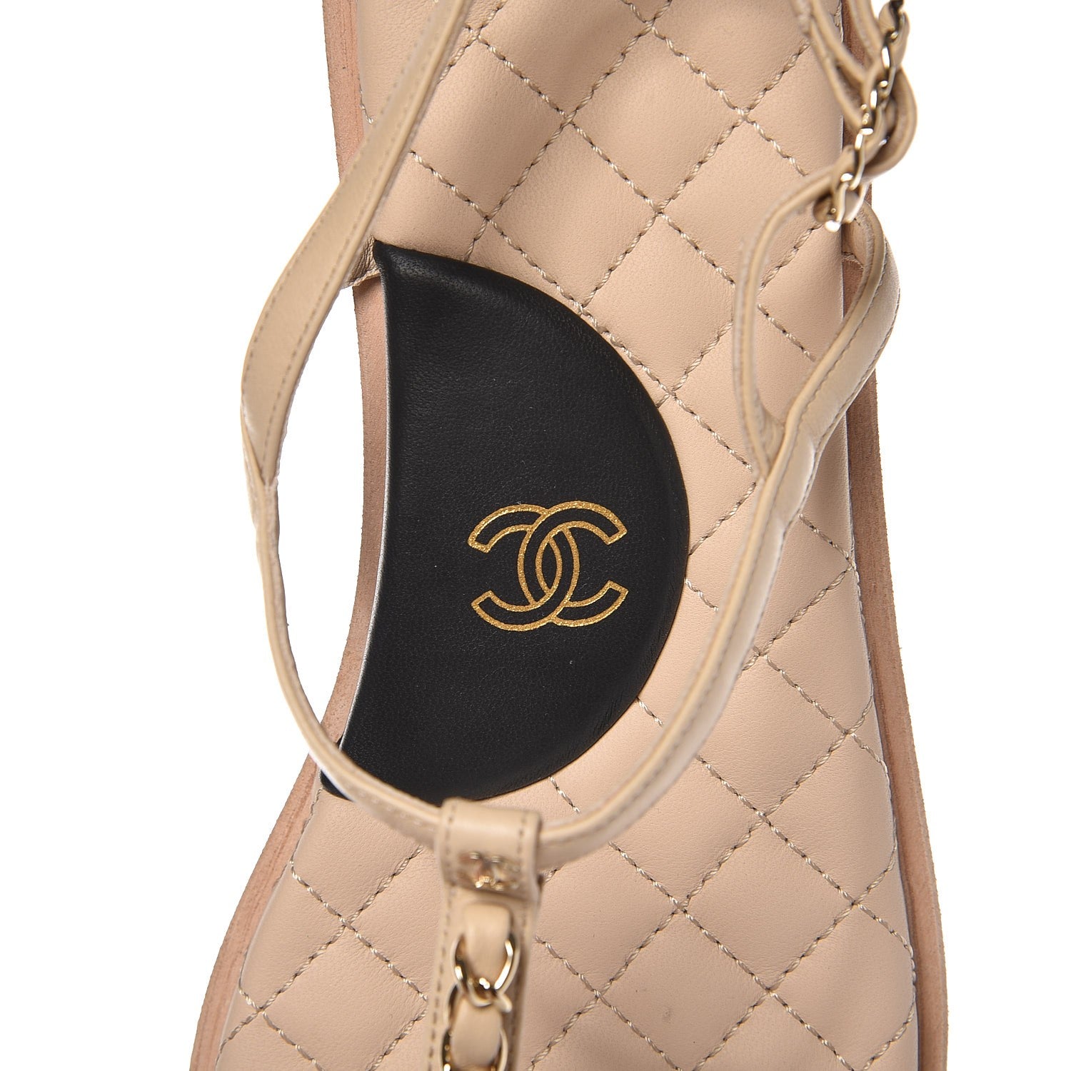 Chanel Lambskin CC Chain Thong Sandals 38 Beige 8 of 9