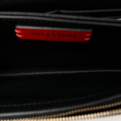 Valentino Garavani Pebbled Calfskin Rockstud Flap Wallet On Chain Black 6 of 11