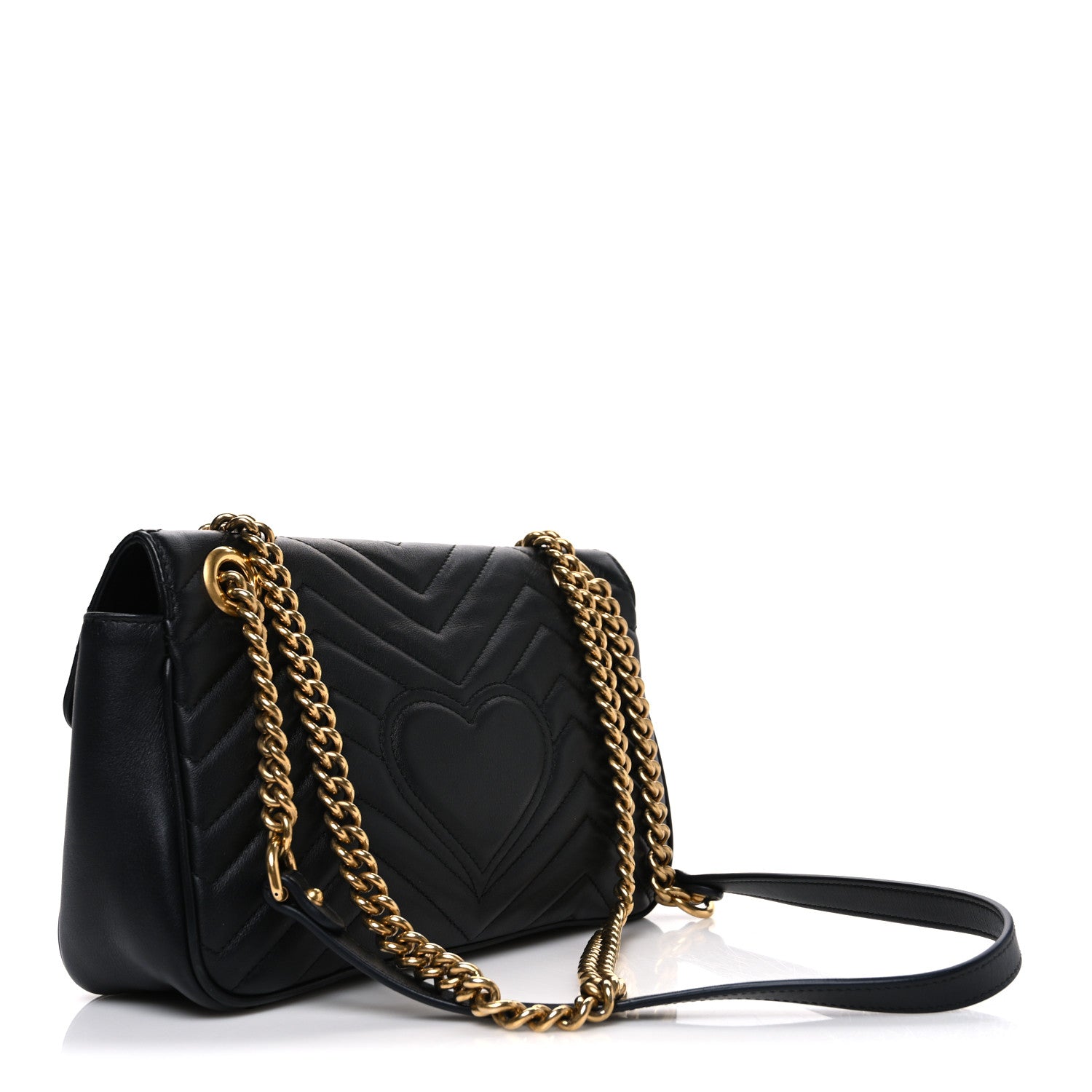Gucci Calfskin Matelasse Small GG Marmont Shoulder Bag Black 2 of 9