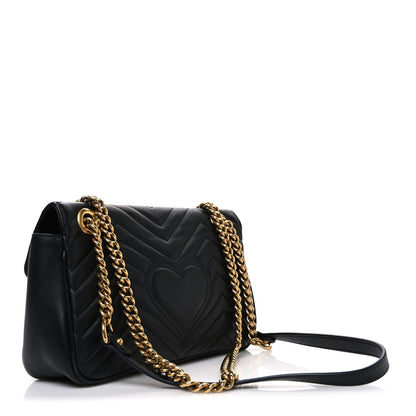 Gucci Calfskin Matelasse Small GG Marmont Shoulder Bag Black 2 of 9
