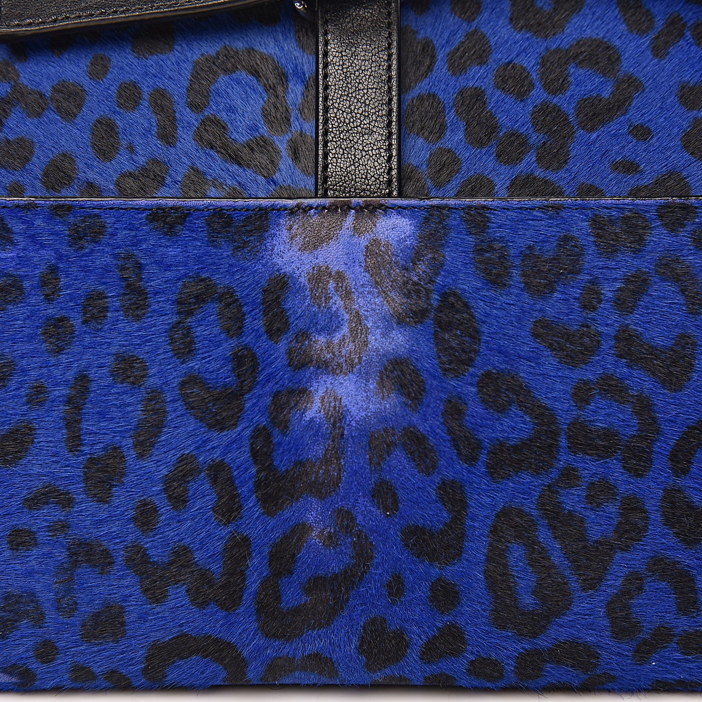 Pony Hair Calfskin Monogram Leopard Print Medium Punk Chain Bag Blue