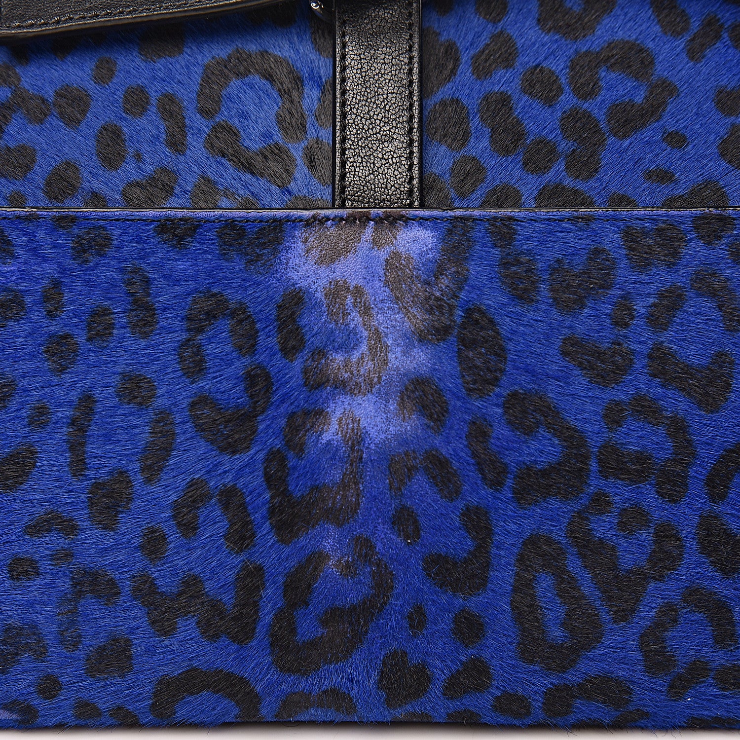Saint Laurent Pony Hair Calfskin Monogram Leopard Print Medium Punk Chain Bag Blue 10 of 16