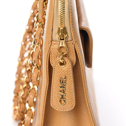 Chanel Caviar Flap Shoulder Bag Beige 12 of 16
