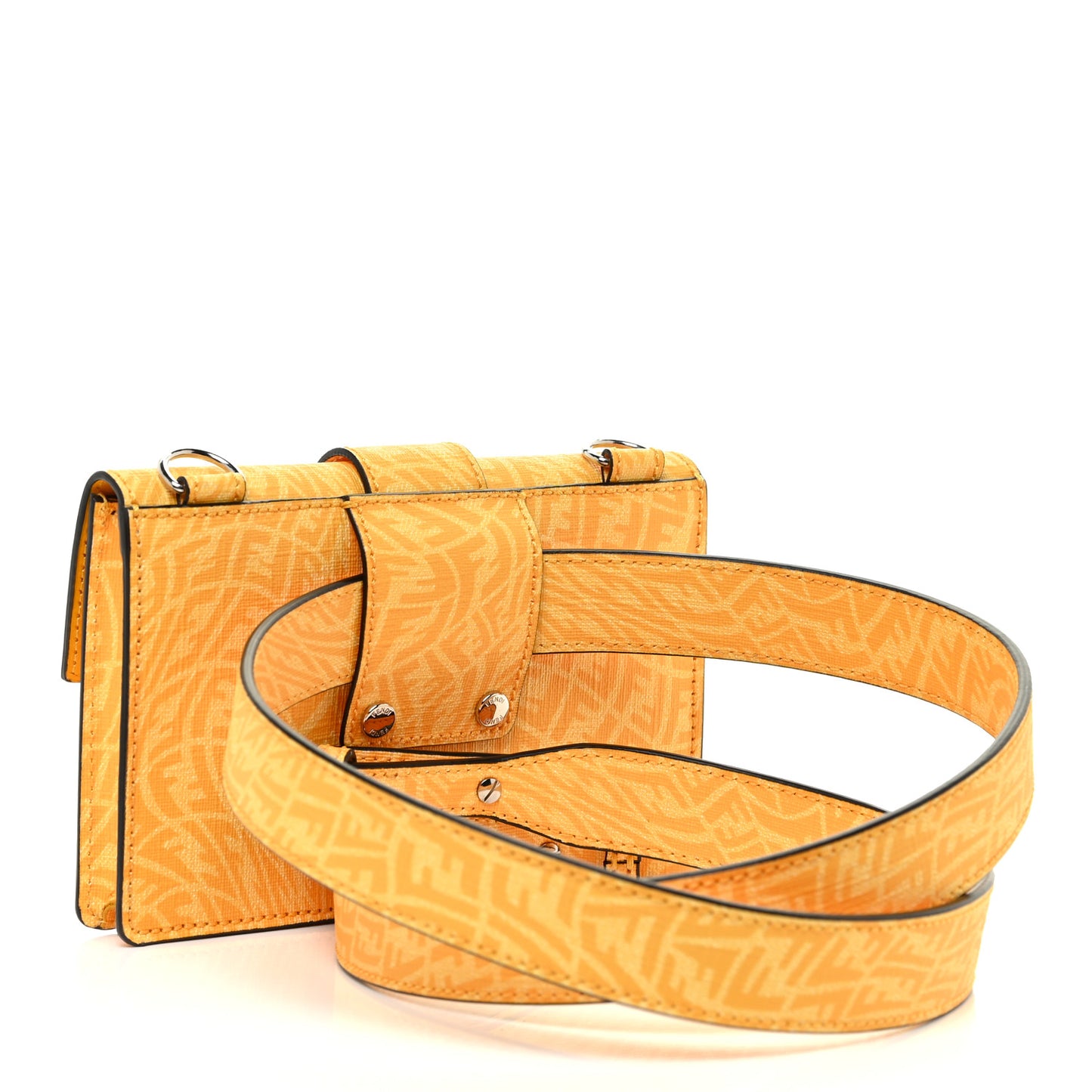 X SARAH COLEMAN Glazed Fabric Enamel Small FF Vertigo Baguette Belt Pouch Mimosa