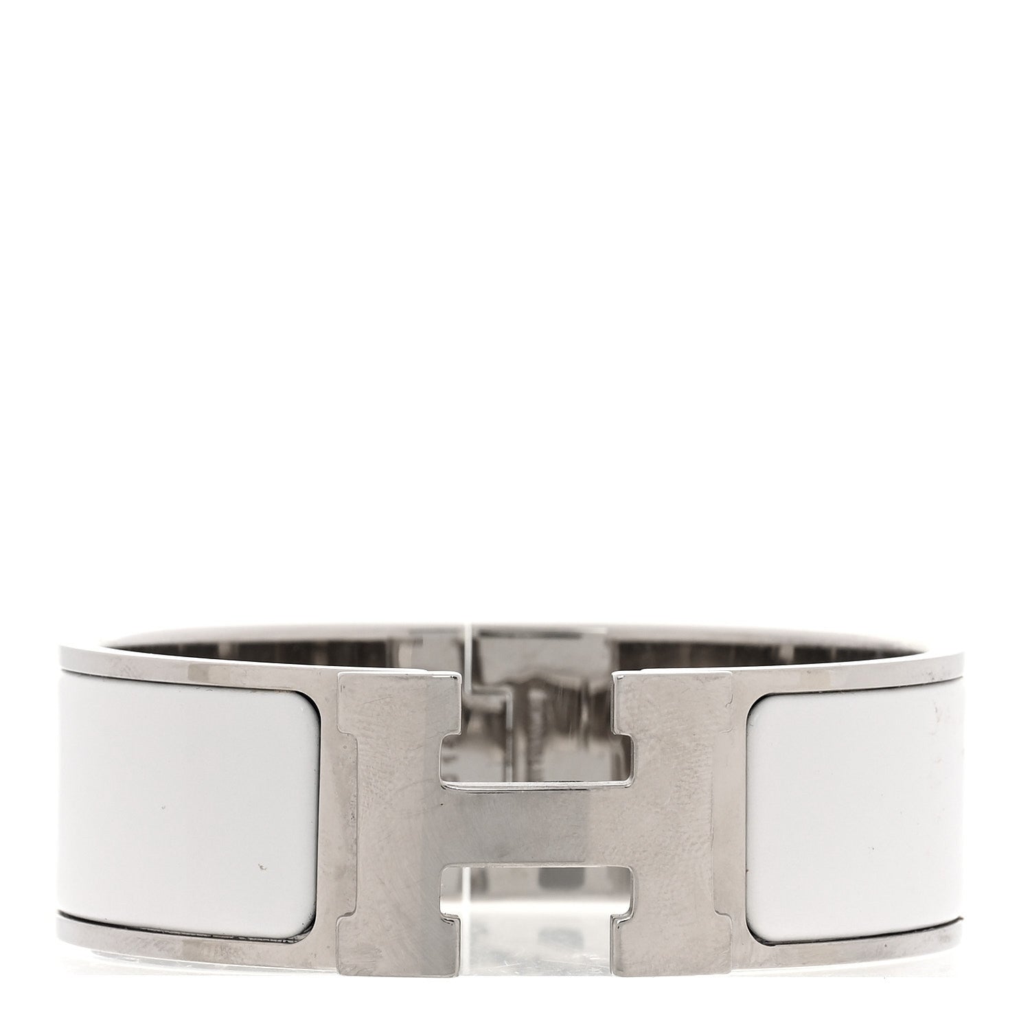 Hermes Enamel Wide Clic Clac H Bracelet PM White 1 of 4