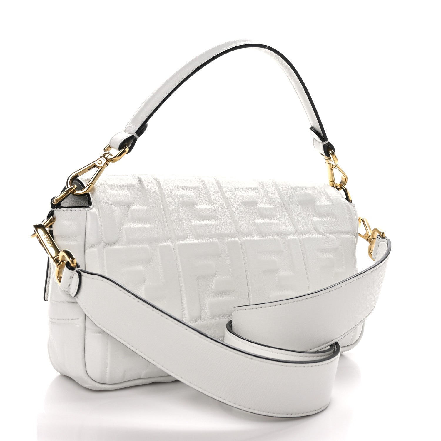 Fendi Nappa FF 1974 Embossed Baguette White 3 of 8