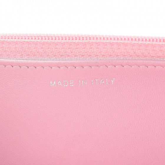 Calfskin Crystal Studded Boy Wallet On Chain WOC Pink