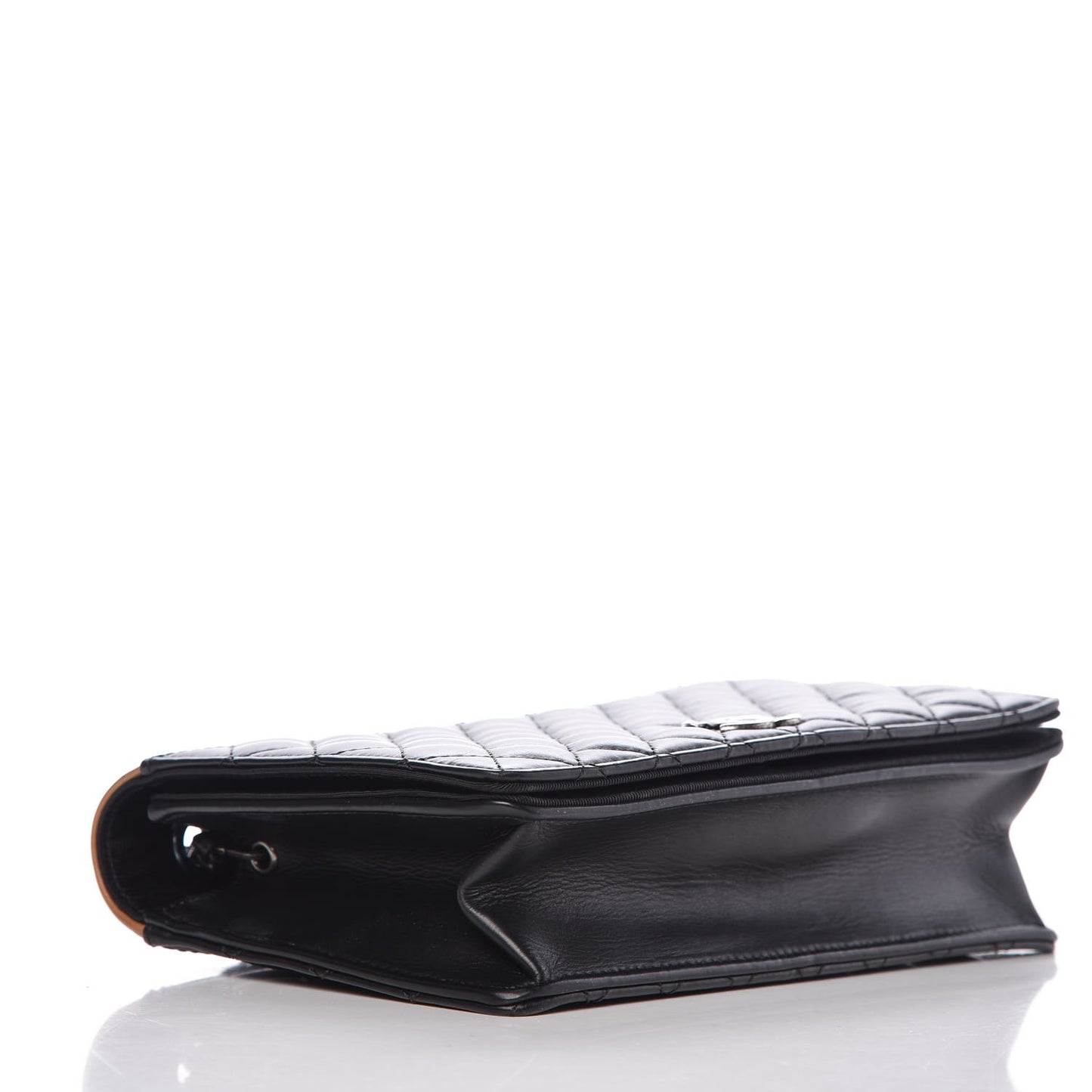 Calfskin Quilted Small Ballerine Flap Black Beige