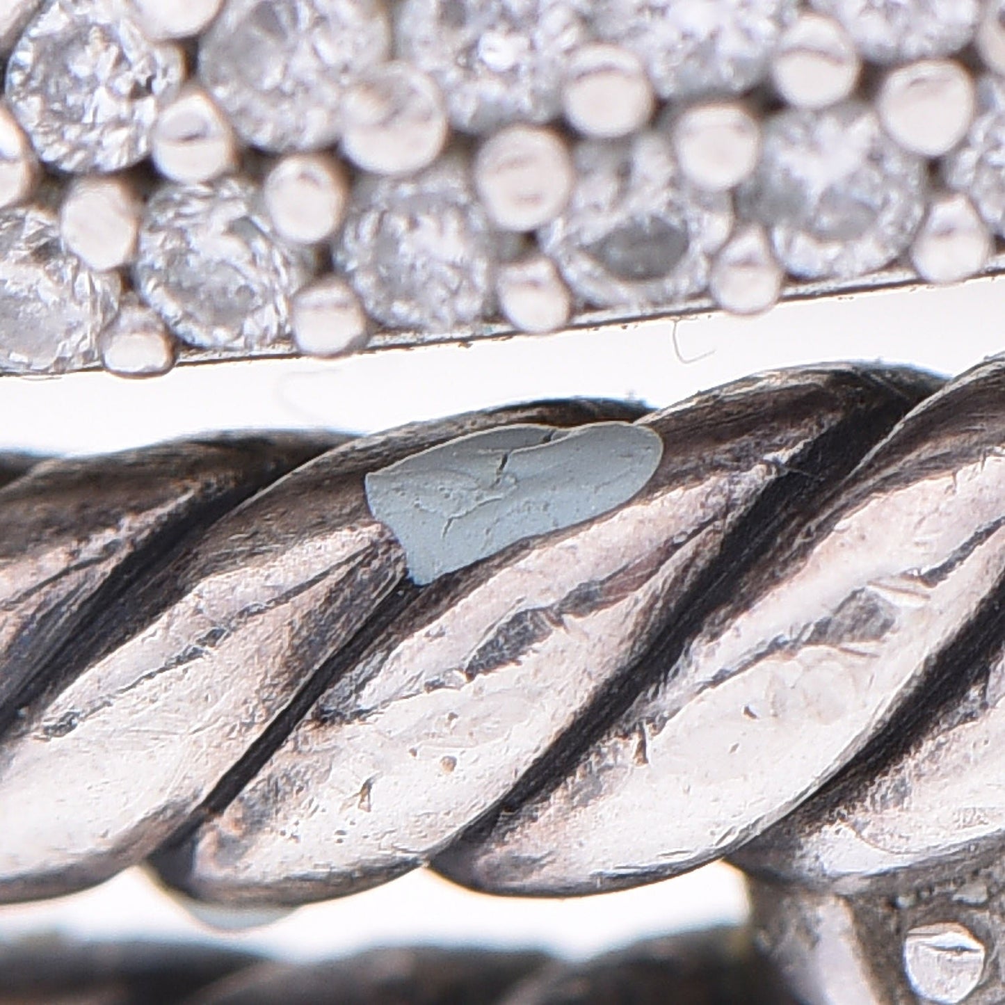 Sterling Silver Pave Diamond 19mm Labyrinth Triple Loop Ring 51 5.75