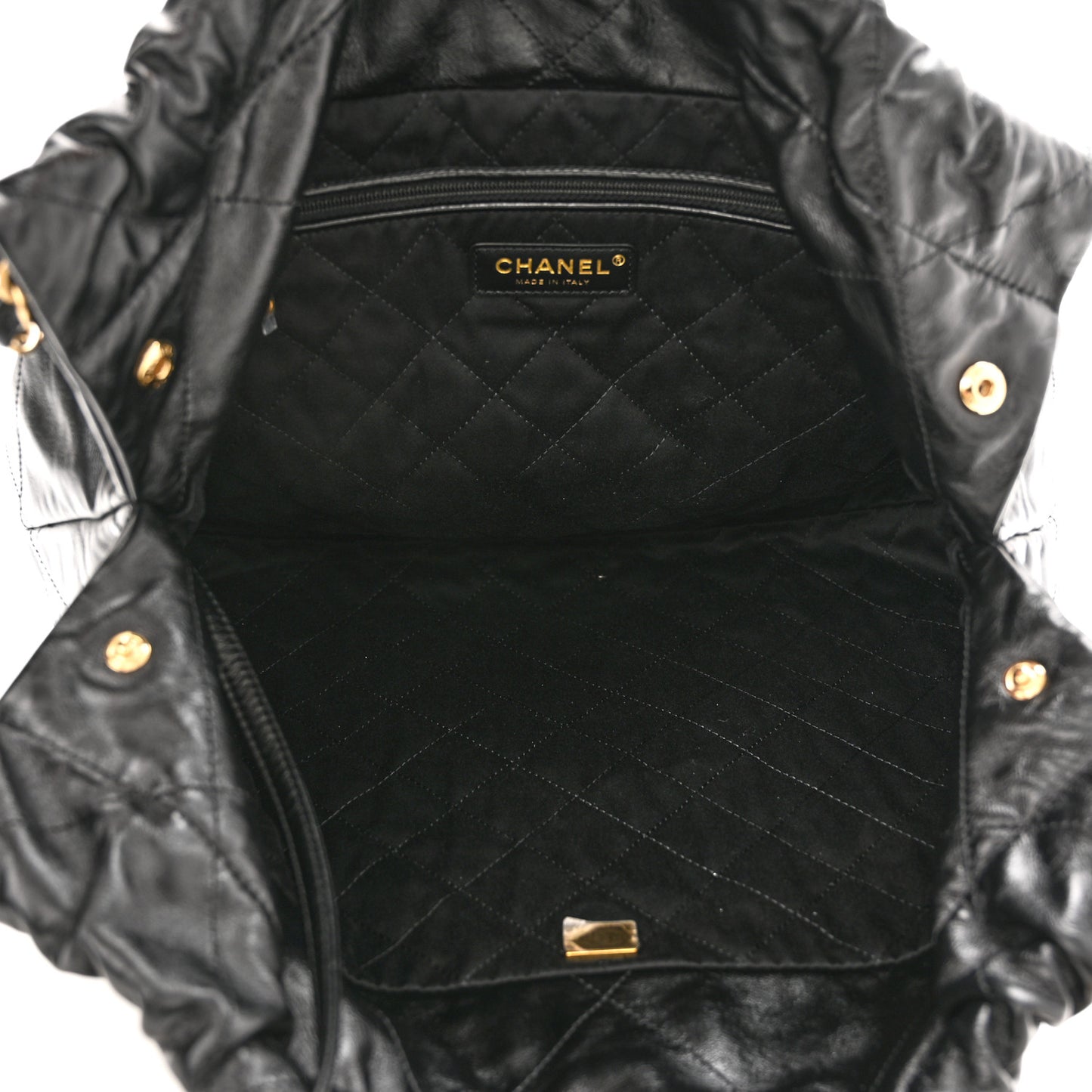 Shiny Calfskin Quilted Chanel 22 Black