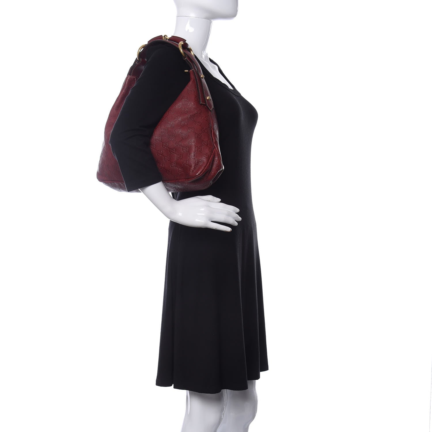 Gucci Guccissima Medium Horsebit Chain Hobo Red 2 of 10