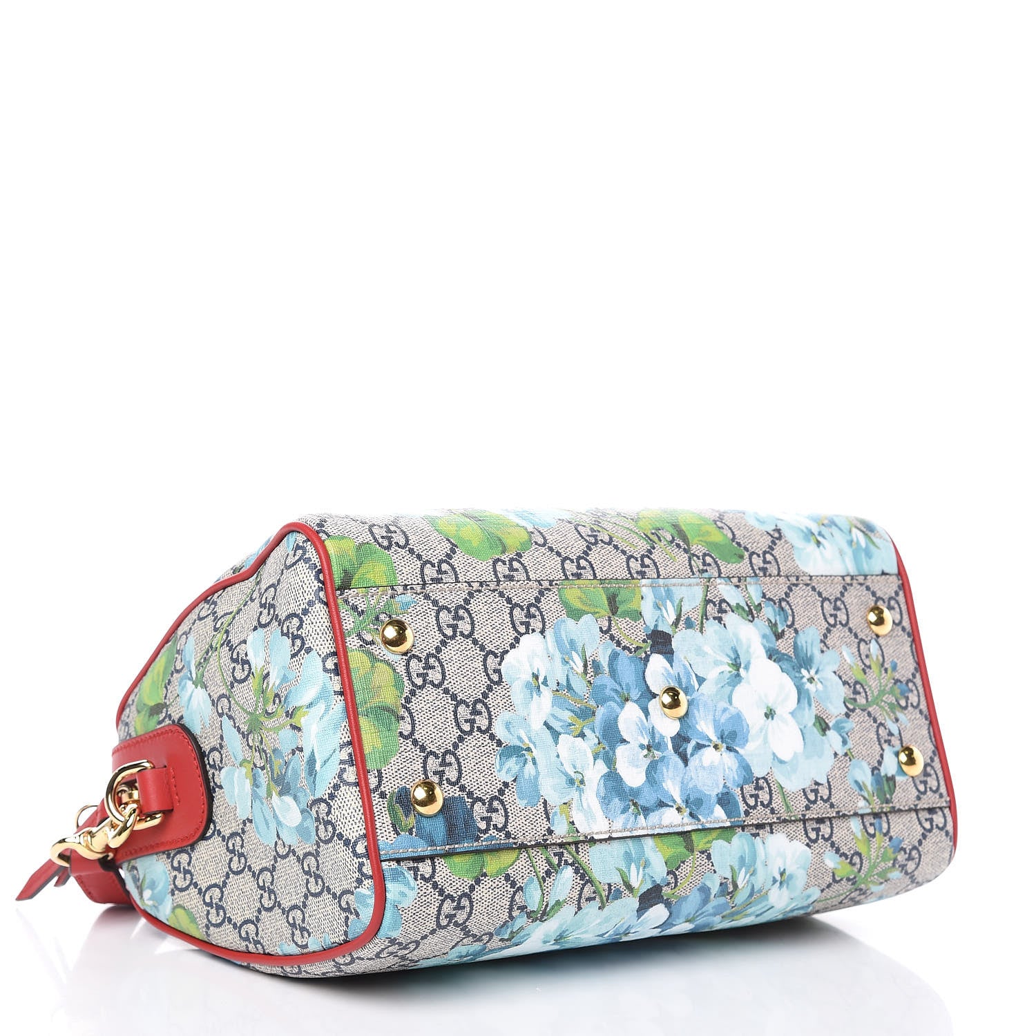 Gucci GG Supreme Monogram Blooms Small Boston Beige Blue Navy Hibiscus Red 4 of 9