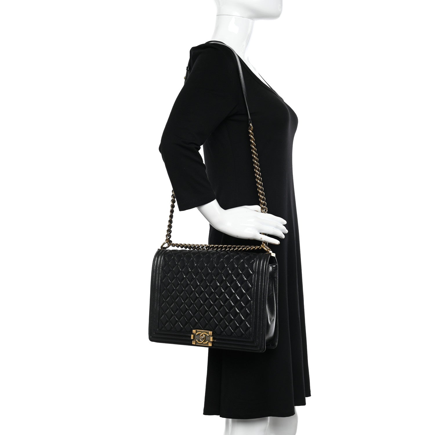 Chanel Glazed Calfskin Quilted Large Boy Flap Black 2 of 19