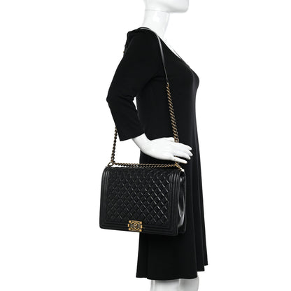 Chanel Glazed Calfskin Quilted Large Boy Flap Black 2 of 19
