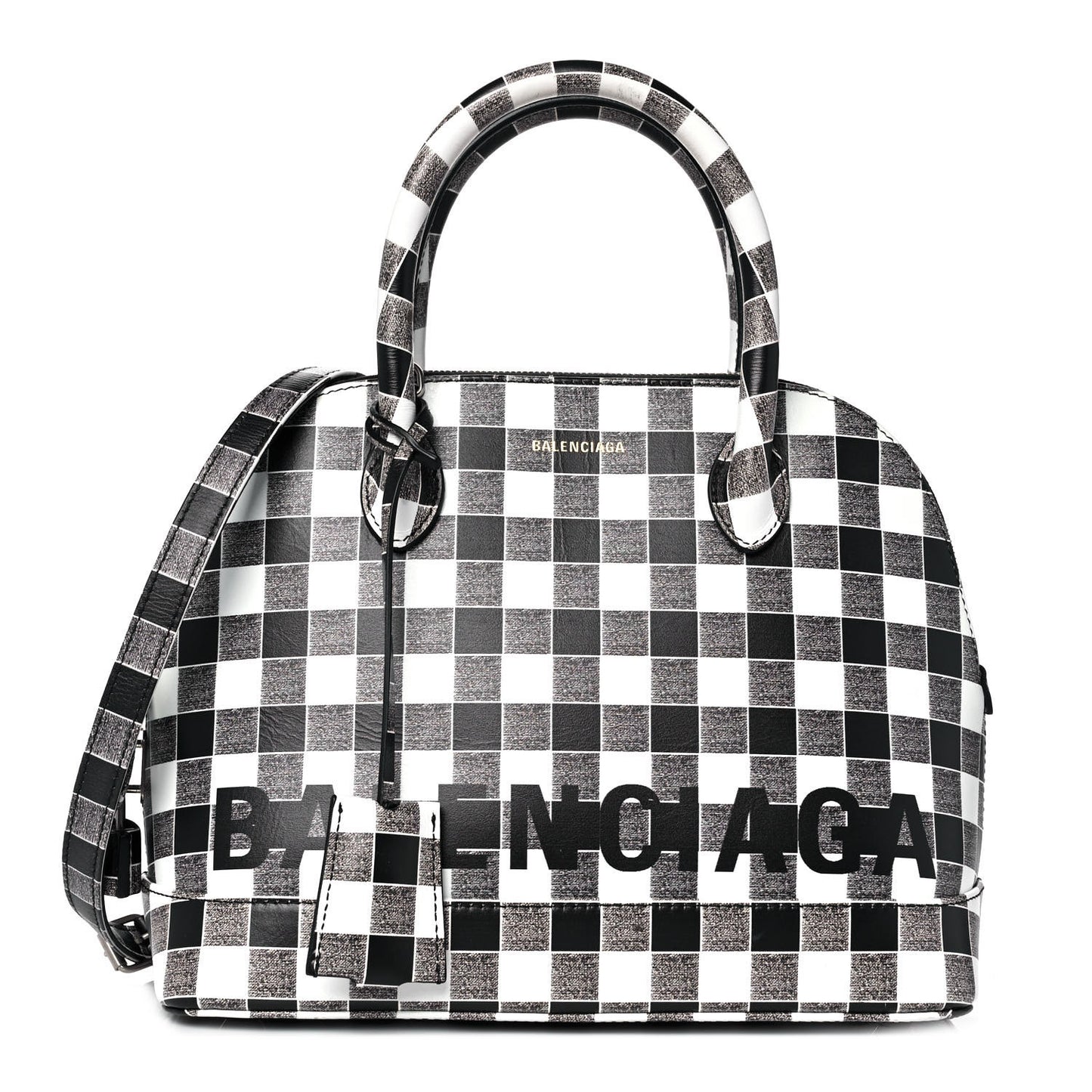 Calfskin Checked S Ville Top Handle Bag Black