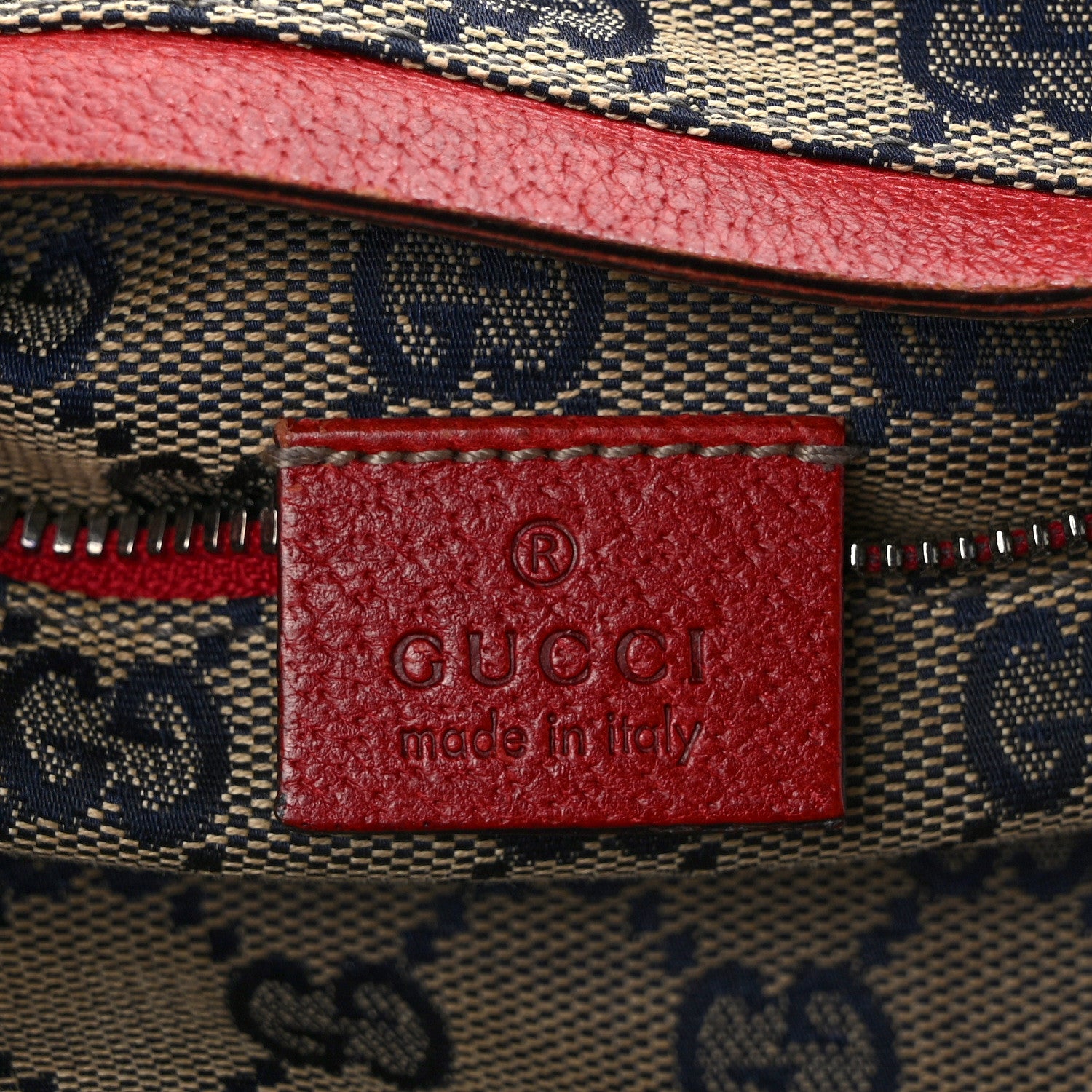 Gucci GG Monogram Web Double Pocket Belt Bag Navy Red 6 of 10