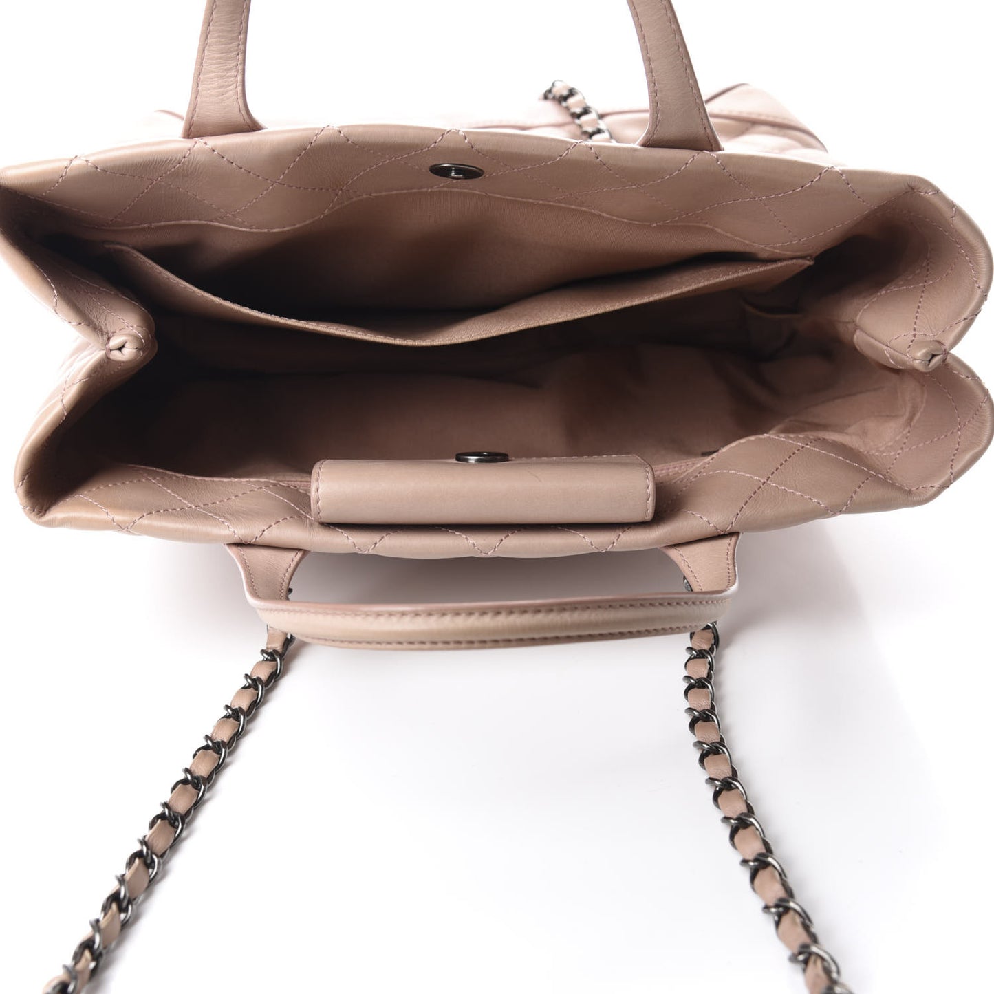 Calfskin Quilted Small Easy Shopping Tote Light Pink