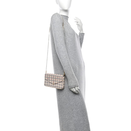 Louis Vuitton Damier Azur Studded Pochette Felicie Chain Wallet Fuchsia 2 of 13