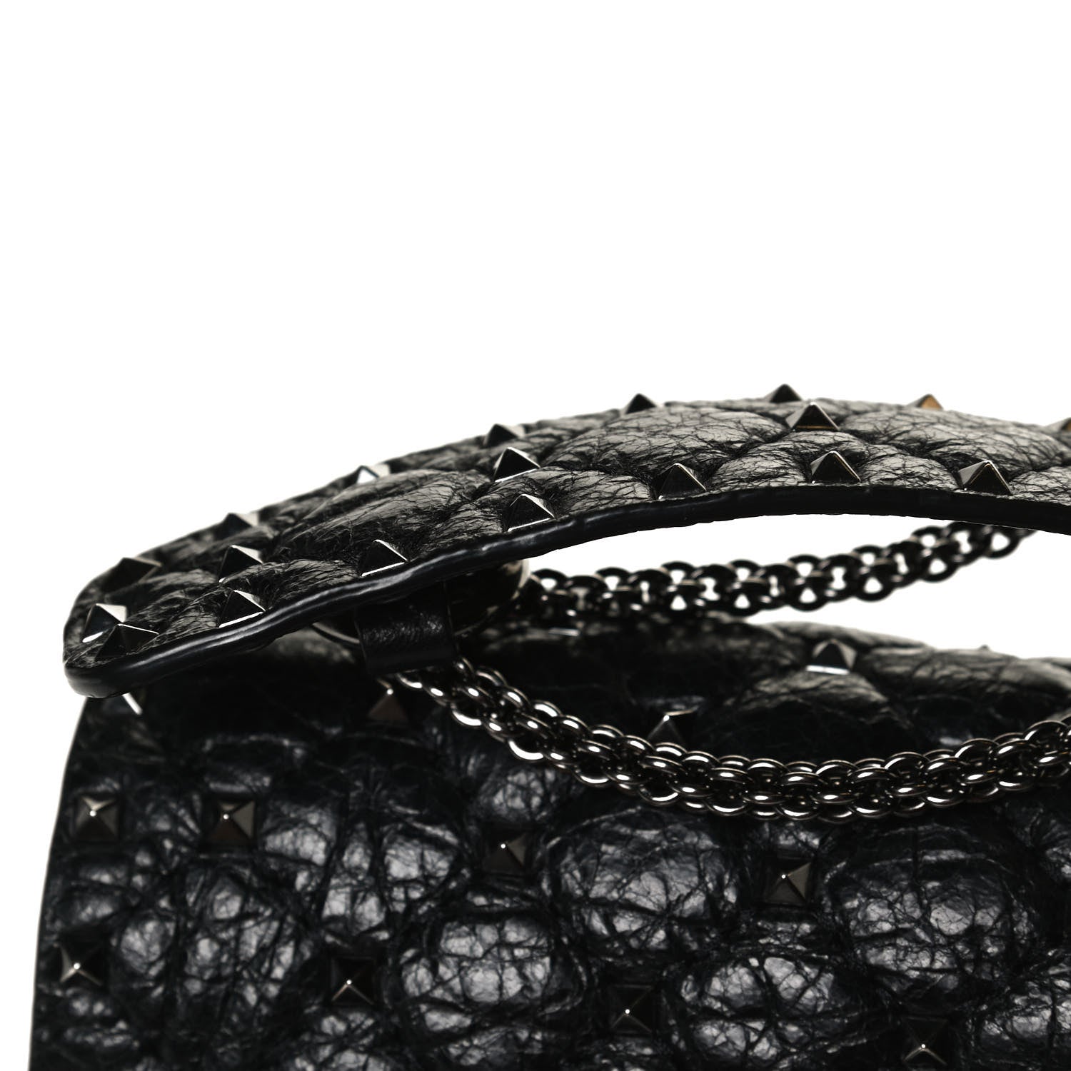 Valentino Garavani Craquele Nappa Large Rockstud Spike Shoulder Bag Black 12 of 12