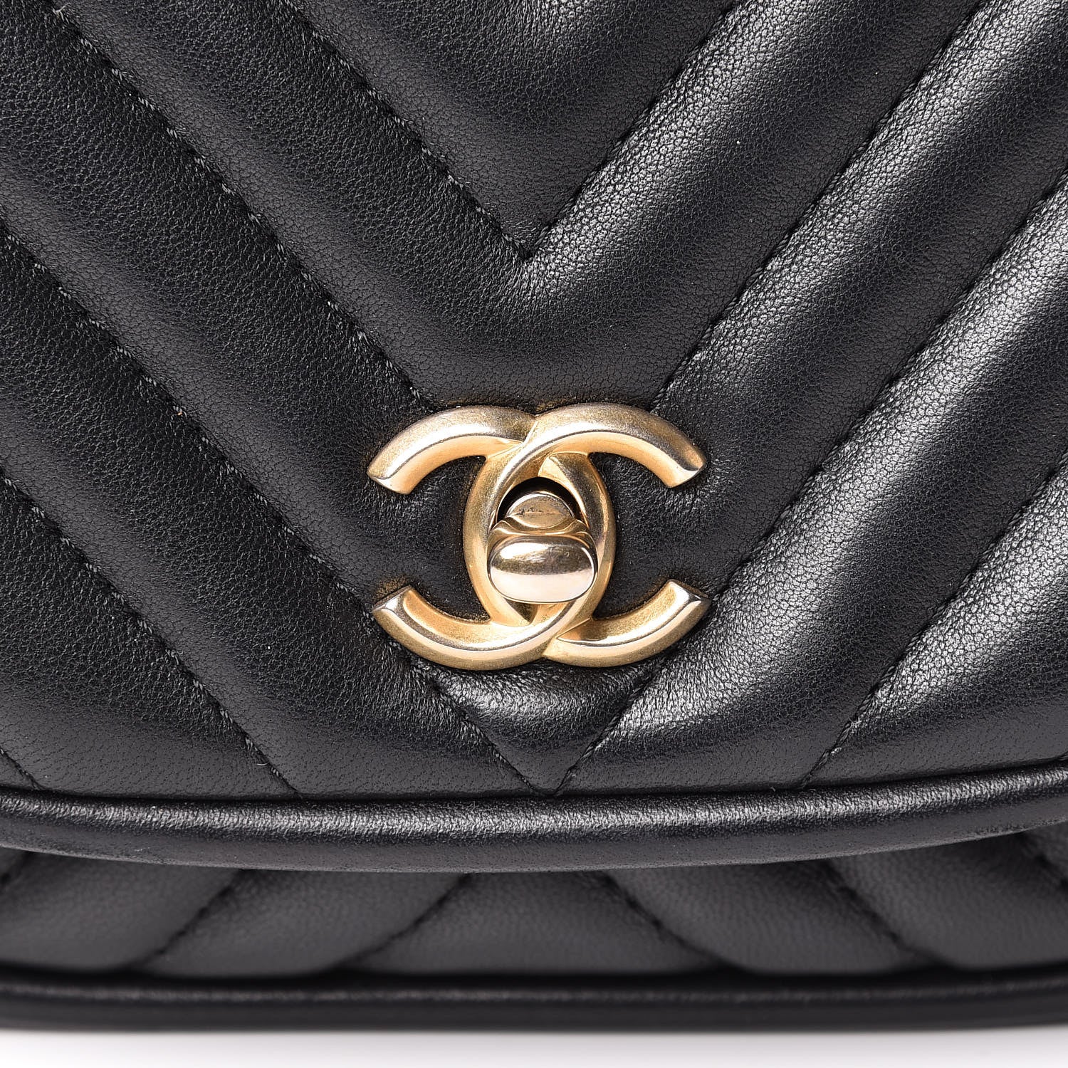 Chanel Lambskin Reverse Chevron Quilted Mini Round Top Handle Flap Black 8 of 12