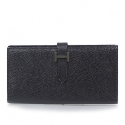 Hermes Epsom Leather Bearn Wallet Noir 1 of 10