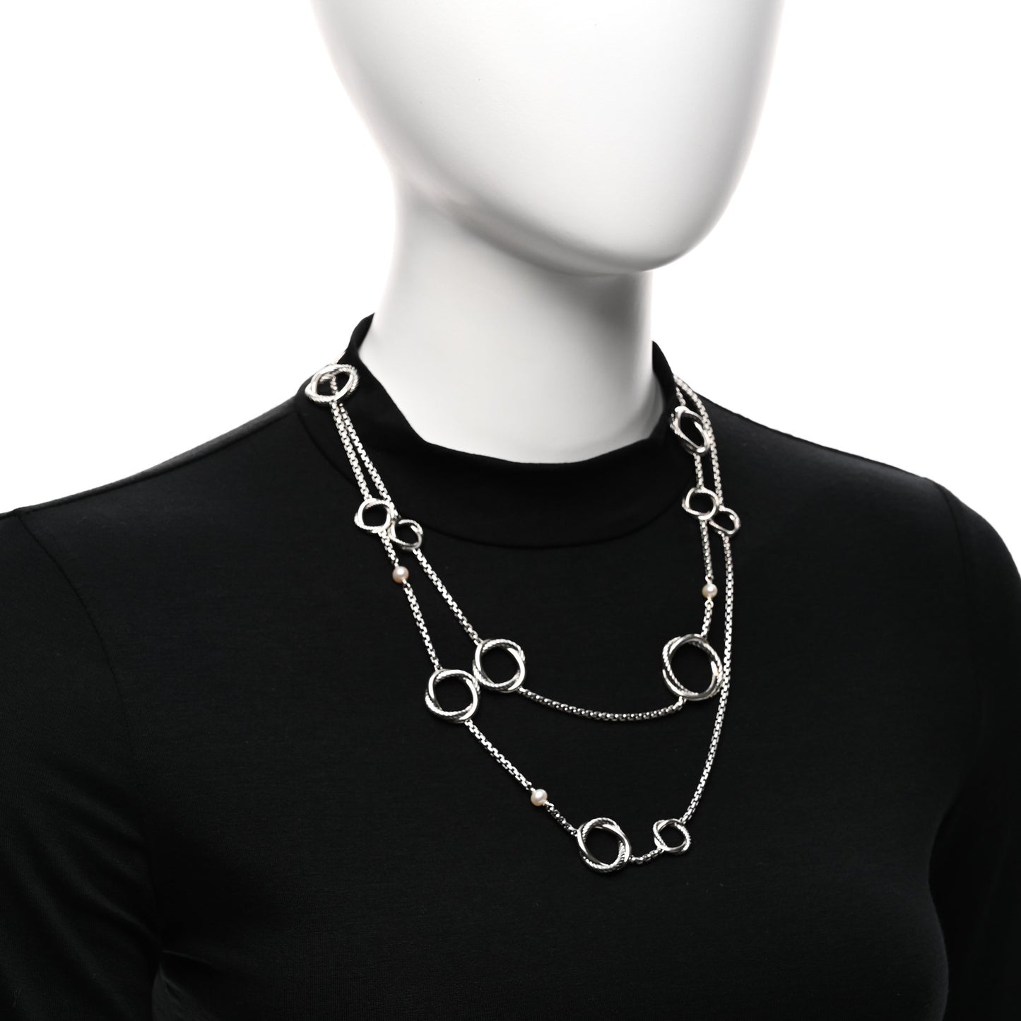 Sterling Silver Freshwater Cultured Pearl Infinity Station Chain Necklace