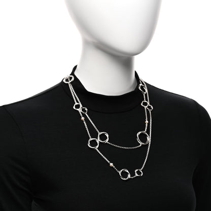 David Yurman Sterling Silver Freshwater Cultured Pearl Infinity Station Chain Necklace 2 of 4