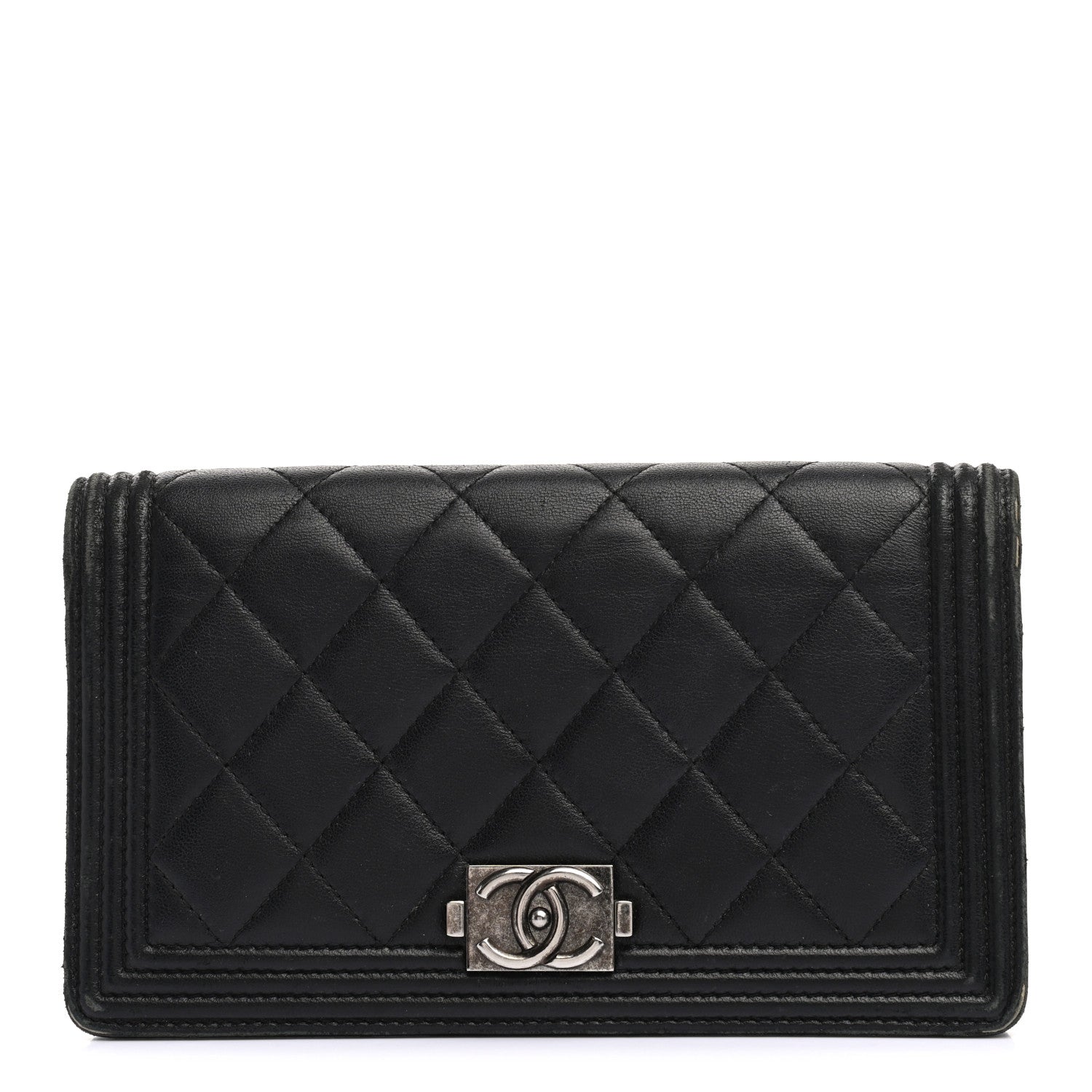 Chanel Lambskin Quilted Boy Yen Wallet Black 1 of 16
