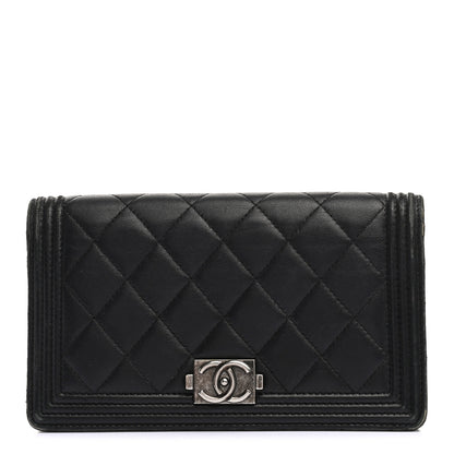 Chanel Lambskin Quilted Boy Yen Wallet Black 1 of 16