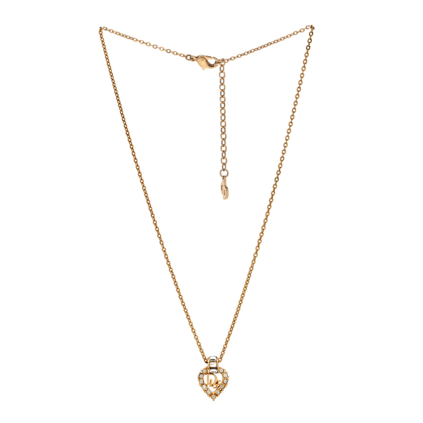 Crystal Heart Necklace Gold