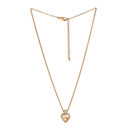 Christian Dior Crystal Heart Necklace Gold 3 of 5