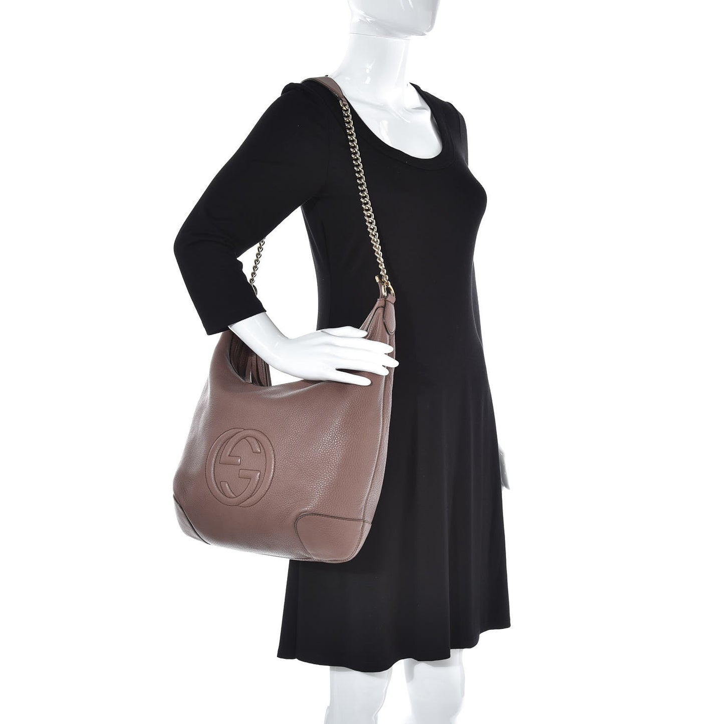 Pebbled Calfskin Medium Soho Chain Hobo Dark Cipria