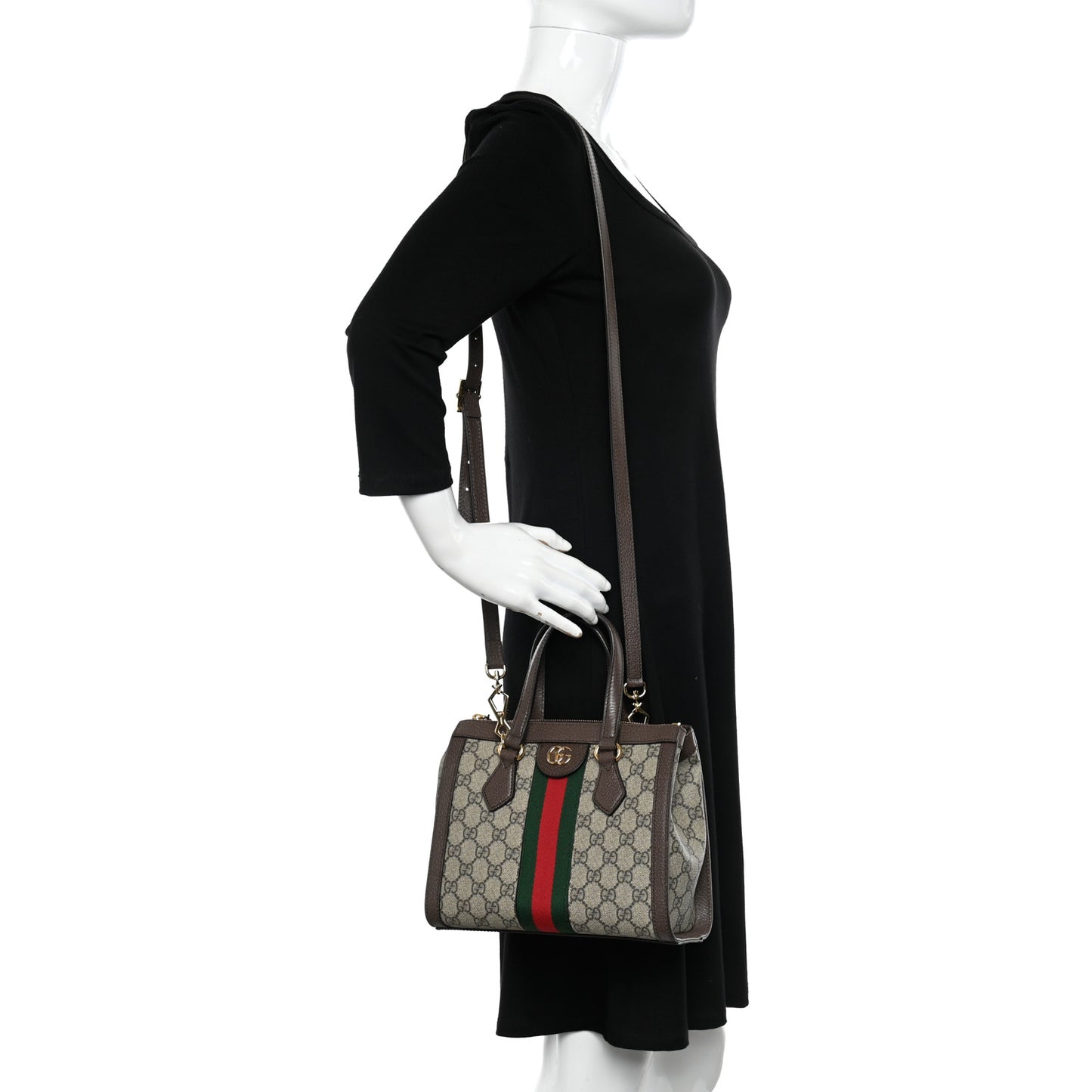 GG Supreme Monogram Small Ophidia Tote Bag Brown