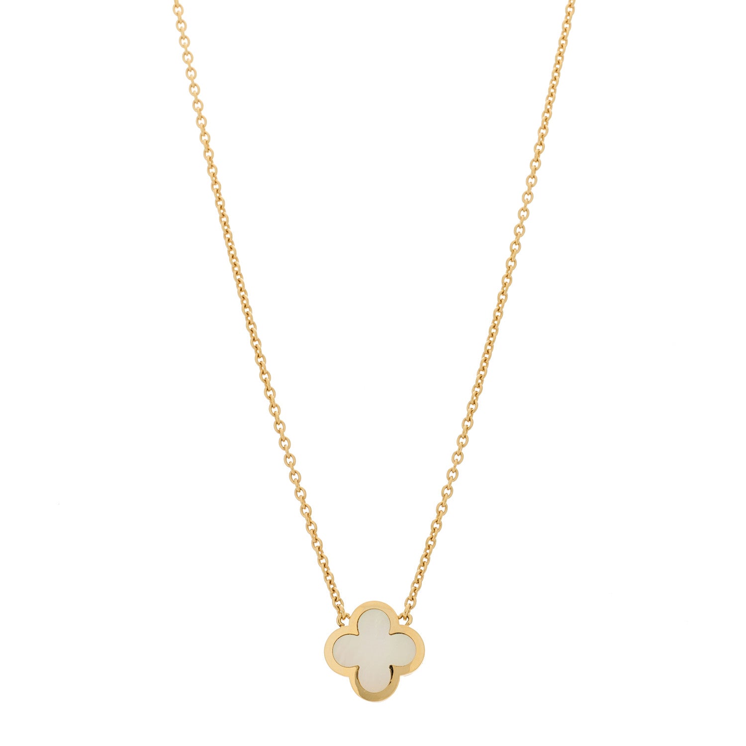 Van Cleef & Arpels 18K Yellow Gold Mother of Pearl Pure Alhambra Pendant Necklace 1 of 6