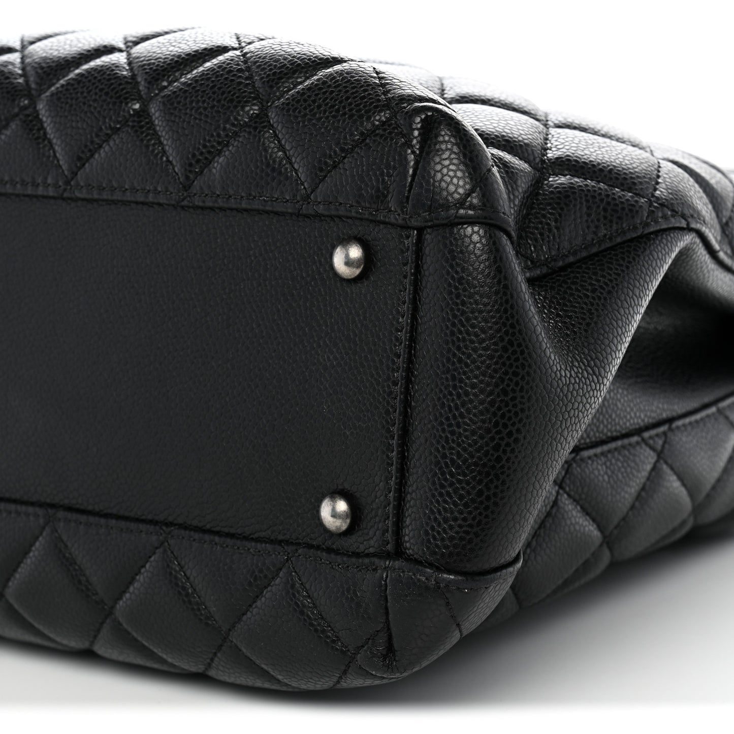Caviar Quilted City Shopping Tote Black