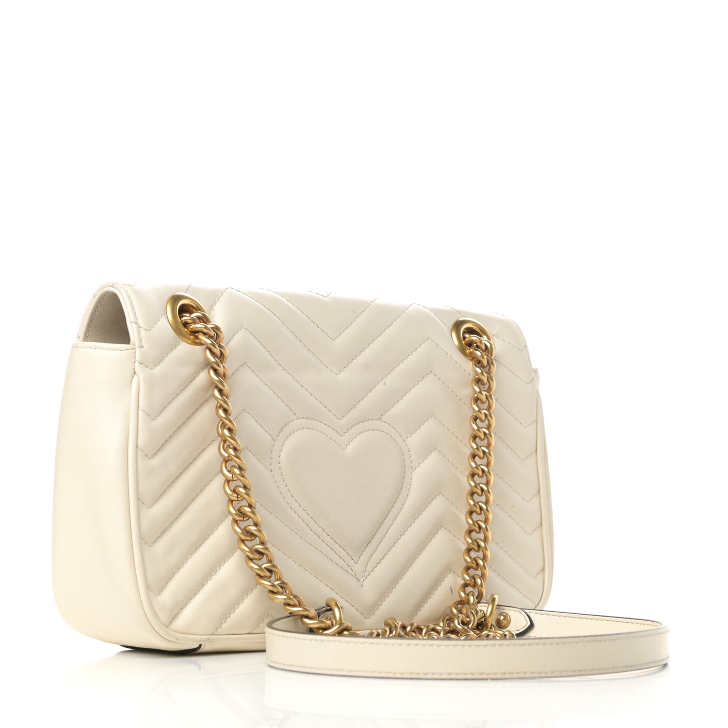 Calfskin Matelasse Small GG Marmont Shoulder Bag White