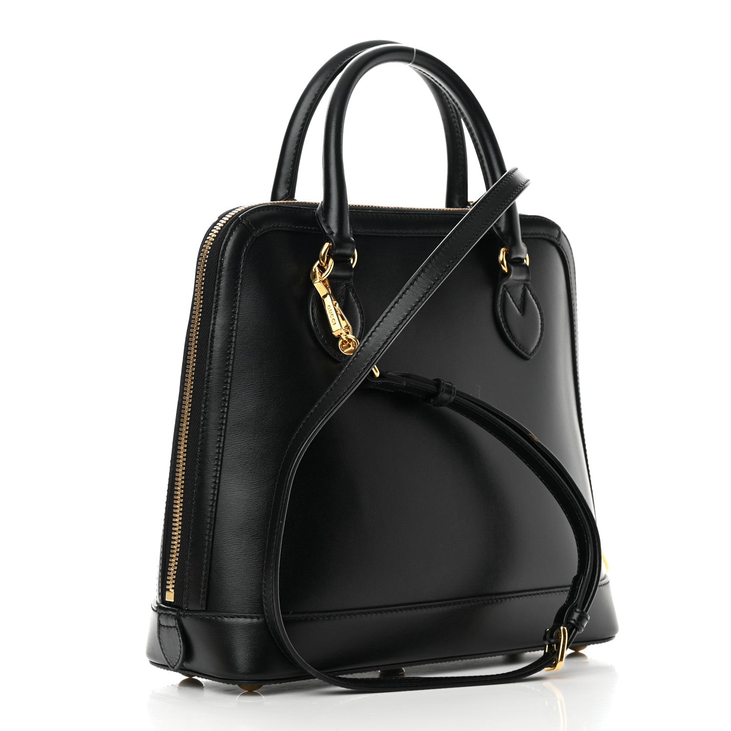 Gucci Boarded Plutone Calfskin Horsebit 1955 Top Handle Bag Black 3 of 15