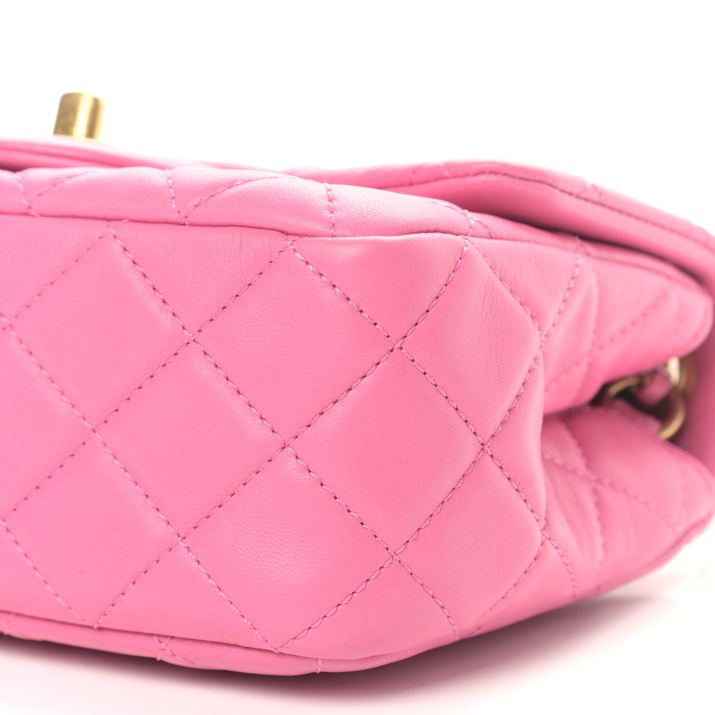 Lambskin Quilted Mini Pearl Crush Flap Pink