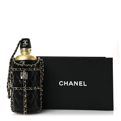 Chanel Lambskin Quilted CC To Drink Water Bottle Black Gold 12 of 12