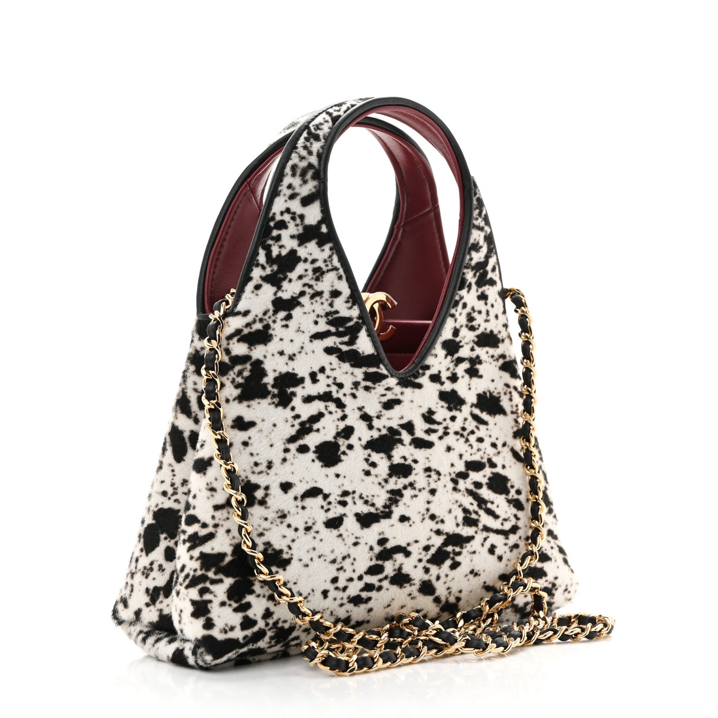 Pony Hair Printed Chic Lady Small Shopping Tote White Black