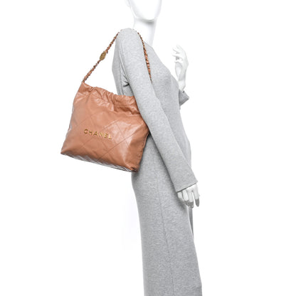 Chanel Shiny Calfskin Quilted Small Chanel 22 Beige 2 of 12