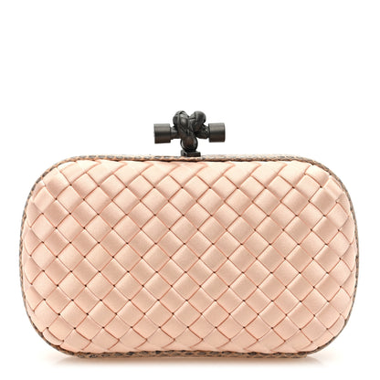 Bottega Veneta Satin Intreccio Impero Ayers Knot Clutch Flamingo 1 of 6